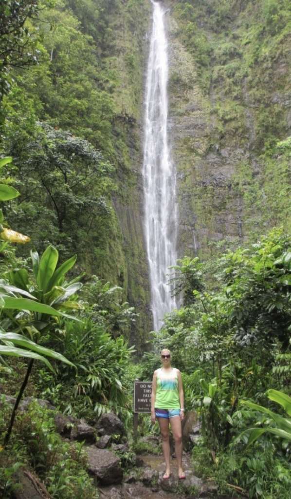 Waimoku Falls plunges 400 feet at the end of Pipiwai Trail on the Road to Hana