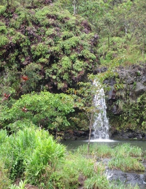 Small waterfall at Pua’a Ka’a Wayside Park on the Road to Hana