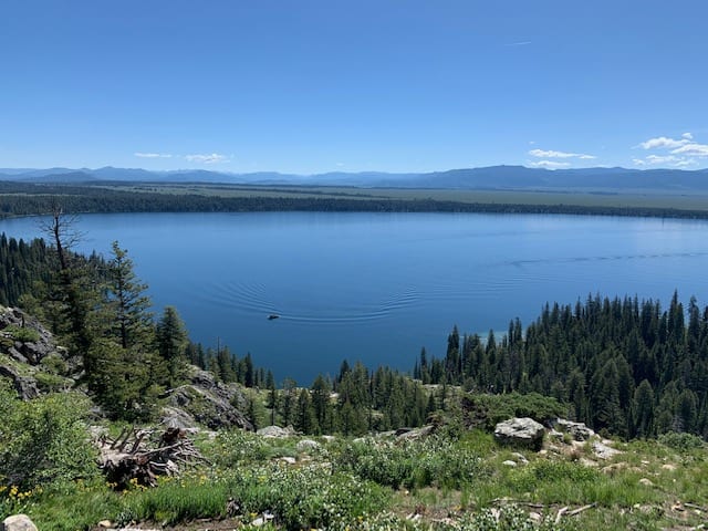 View of Jenny Lake from Inspiration Point in Grand Tetons