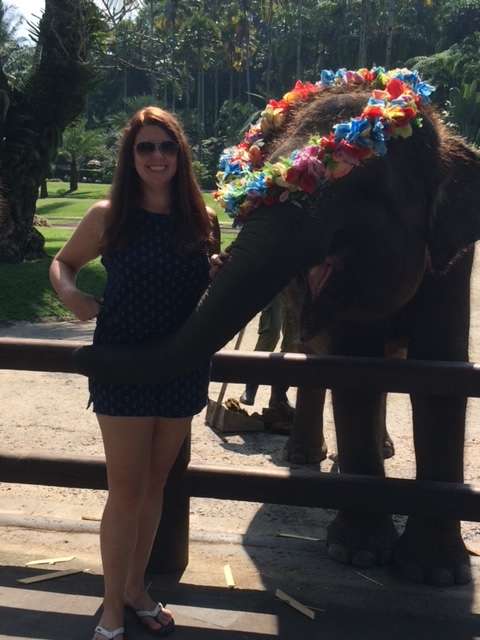 Posing with elephants during our 4 days in Ubud, Bali